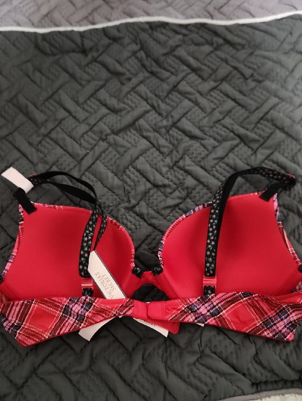 NWT Victoria's Secret Red Plaid Push-Up Bra 34B - Picture 3 of 3